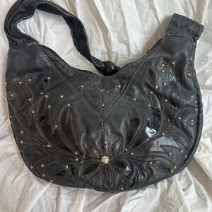 Chic Black Embellished Women's Slouch Hobo  Bag